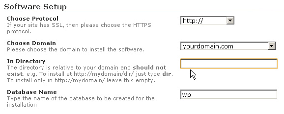 Определение параметров wordpress